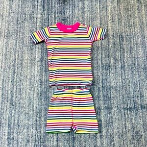 Hanna Andersson striped short john pajama set size US 4.